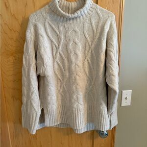 Cozy Cable Knit Turtleneck Sweater - Cream